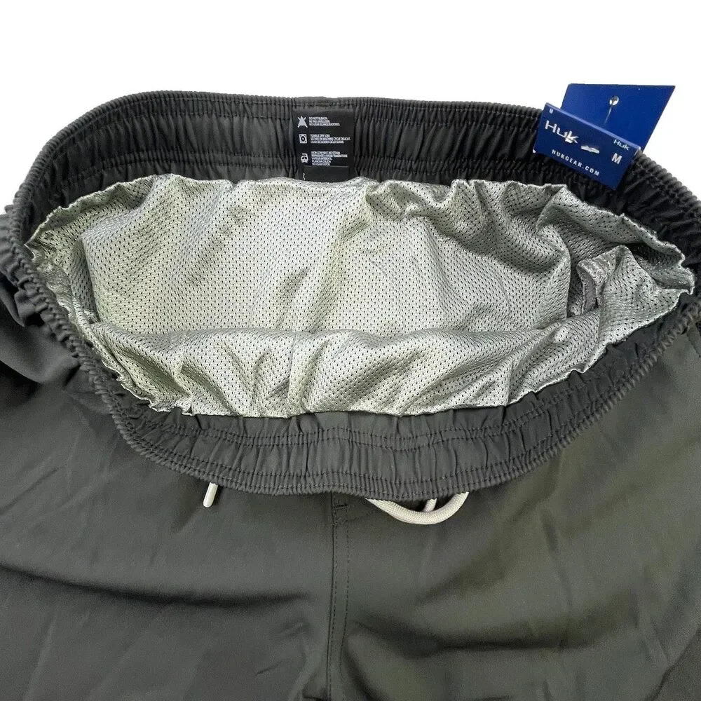 Huk Fishing Pursuit Volley Shorts Men's Medium Gray UPF Mesh Lined Swim Athletic
